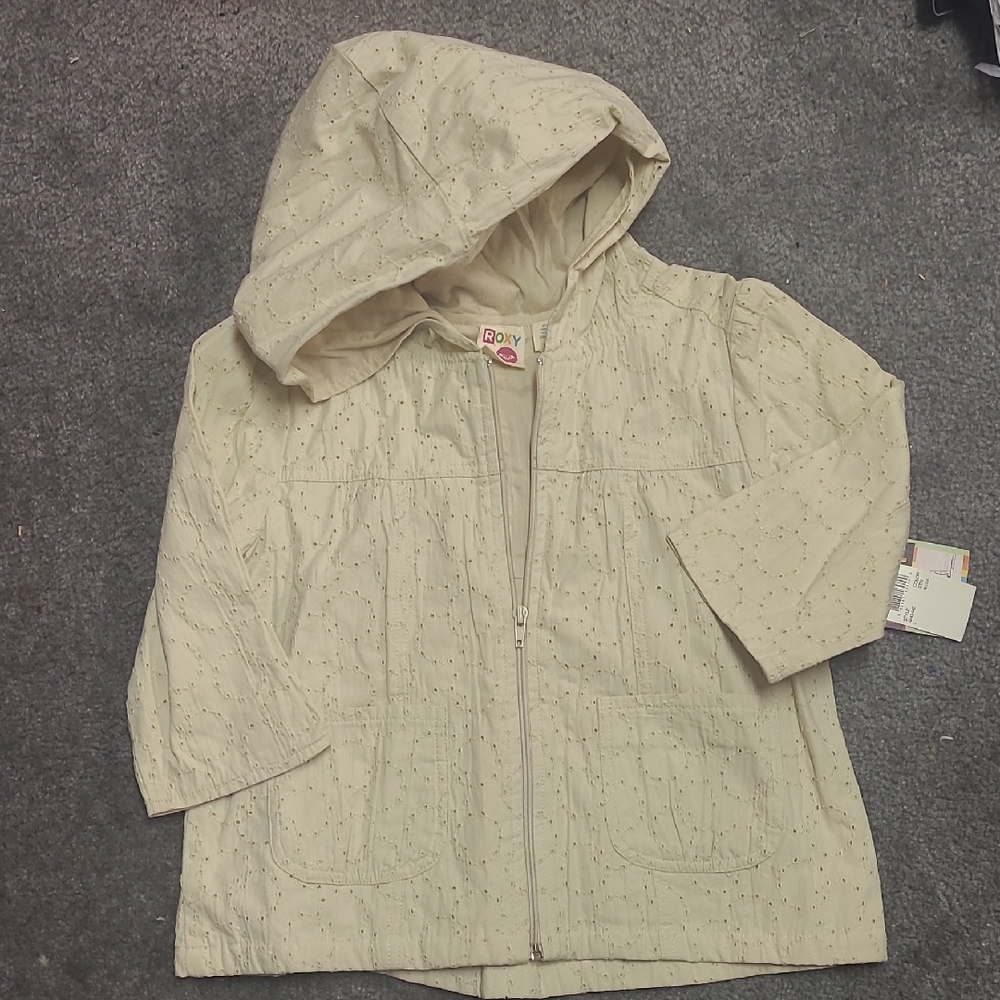 NWT Roxy Cream Eyelet Hooded Jacket